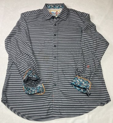 Robert Graham Men s Flip Cuff Dress Shirt Size Large Long Sleeve