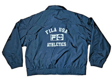 Vintage 1980's FILA USA Athletics Black nylon zip JACKET  Size XL
