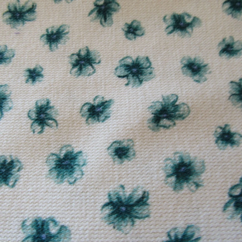 Tela tejida elástica floral blanco verde flores 60 x 156 material costura artesanía Foto 2 de 4