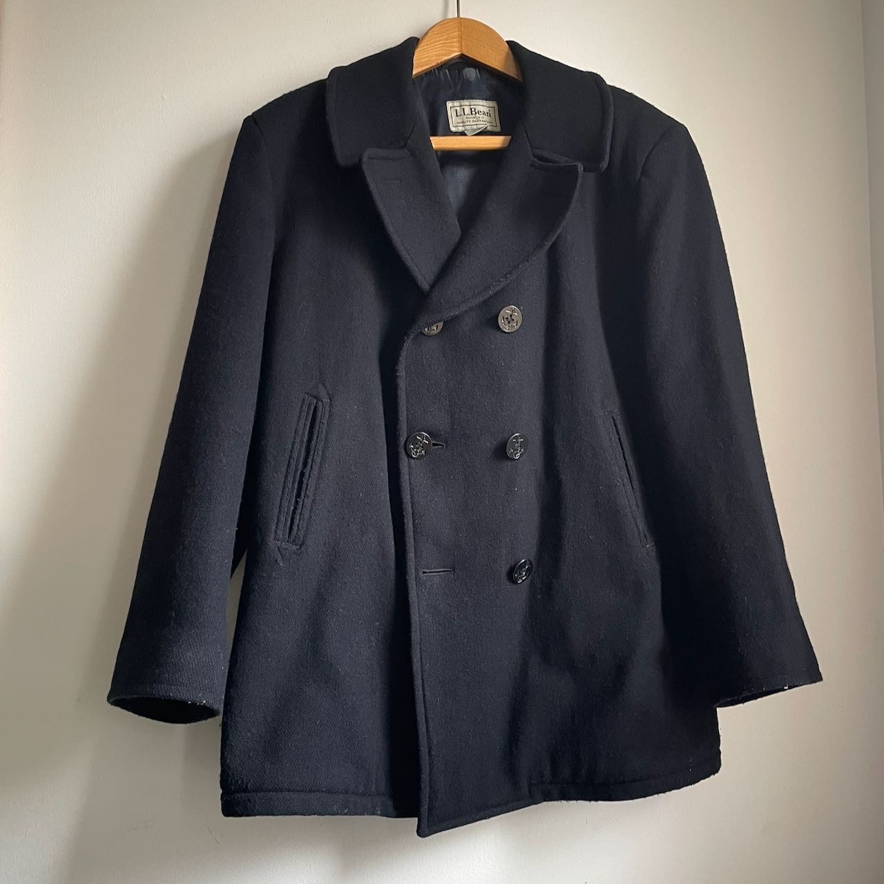 Vtg L.L.Bean Men Navy Coat Sterlingwear of Boston Anchor Collection Tall XL USA