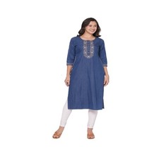 denim dresses for women Organic Cotton mix fabric Front Embroidery