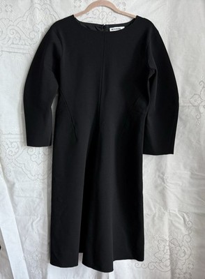 Women s Jil Sander Black Long Sleeve Wool Dress, Size 36