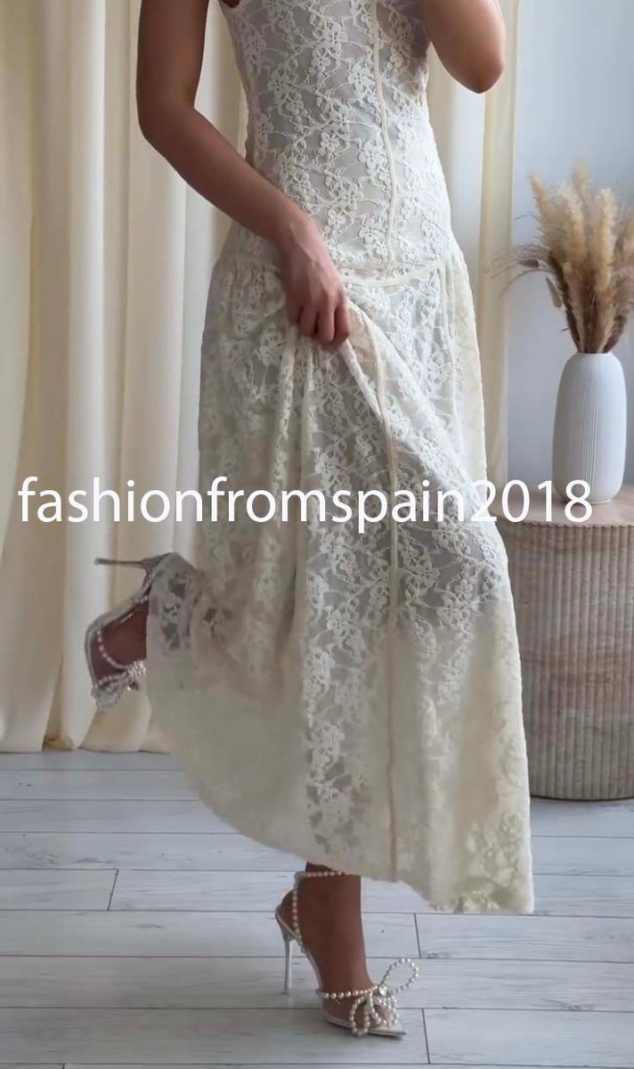 ZARA NEW WOMAN LONG LACE DRESS ECRU S,M,L 1067/152/712 ZARA NEW WOMAN LONG LACE DRESS ECRU S,M,L 1067/152/712