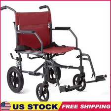 12In Transport Chair W/ Swing Away Footrests Durable Steel Frame Mobility Aid US