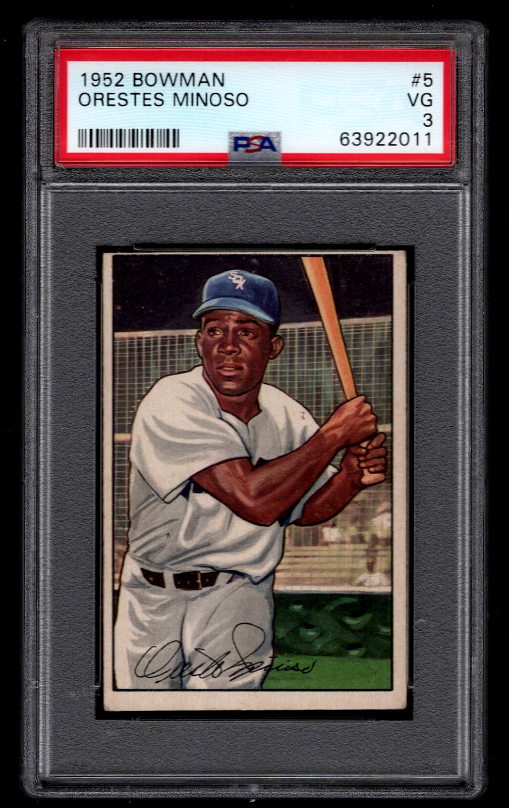 ORESTES MINNIE MINOSO 1952 BOWMAN BASEBALL ROOKIE CARD #5 PSA 3 VERY GOOD HOF