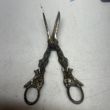 Vintage Silver Plated Ornate Grape Shears Scissors Fox  Grapes Design