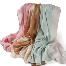 Satin Long Headscarf Women Hijab Muslim Shawl Wrap Turban Gradient Color Scarves
