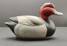 Vintage Jasco Decoy Collectibles Redhead Duck Lint Brush Bisque Porcelain