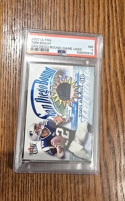 2002 Fleer Ultra Tom Brady San Diego Bound Game Worn Jersey