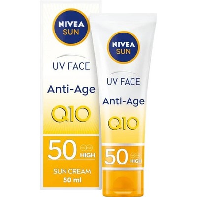NIVEA Sun UV Face Anti-Age LSF 50 Creme 50ml Q10 Sonne bekämpft feine Linien & Falten