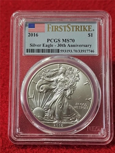 2016 American Silver Eagle $1 Dollar ASE PCGS MS 70 30th Anniv First Stk  #T1353