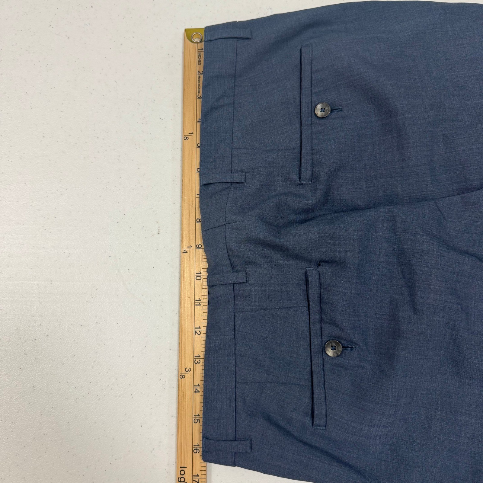 Hugo Boss Mens Blue Textured Dress Pants Flat Front Trousers Size 32R 32x27 thumbnail 5