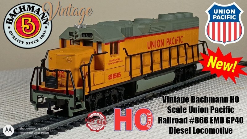 Vintage Bachmann HO Scale Union Pacific Railroad #866 EMD GP40 Diesel Locomotive