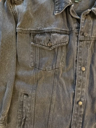 Wild Fable Unisex Oversized Black Denim Trucker Jacket 2X Cotton  image 4