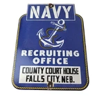 Vintage Navy Recruiting Office Sign - American Military Gas Pump Porcelain Sign