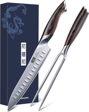 Set Coltello Da Prosciutto Da 20Cm E Forchetta Da Carne Da 18Cm, Set Coltelli Da