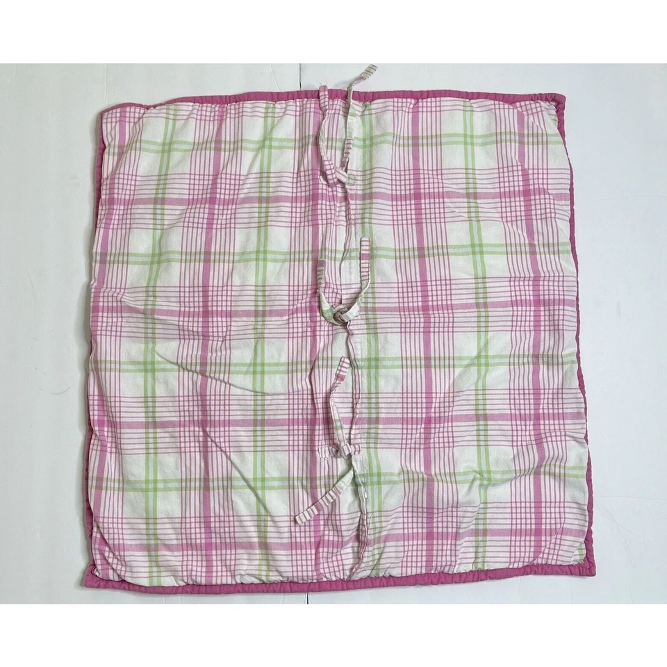 Juego de 2 fundas de almohada acolchadas a cuadros rosa Madras 26 X 26 POTTERY BARN para niños Foto 4 de 4