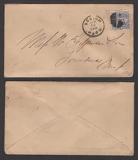 #114 on Cover – 1869 Train Stamp – Boston, Massachusetts Duplex Cancel