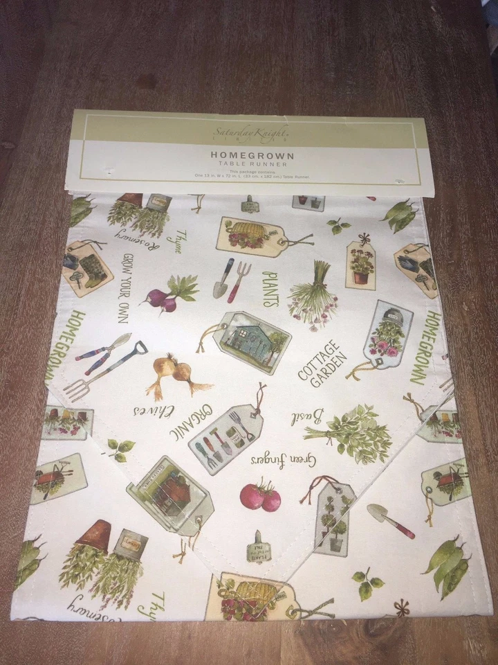 NWT Saturday Knight Limited HOMEGROWN Table Runner Garden/Organic/Cottage/Herbs - Image 2 of 4