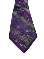 Robert Graham Purple Knit Paisley Striped 100 Silk Tie Mens Necktie
