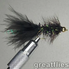1 dozen (12) - Crystal Bugger - BLACK - Bead Head