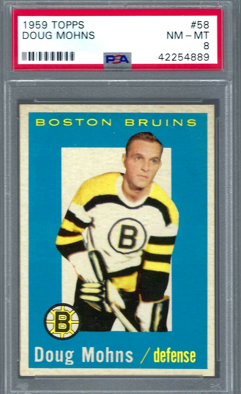 Doug Mohns #58 Hockey Cards 1959 Topps trading card — raw and PSA graded price guide