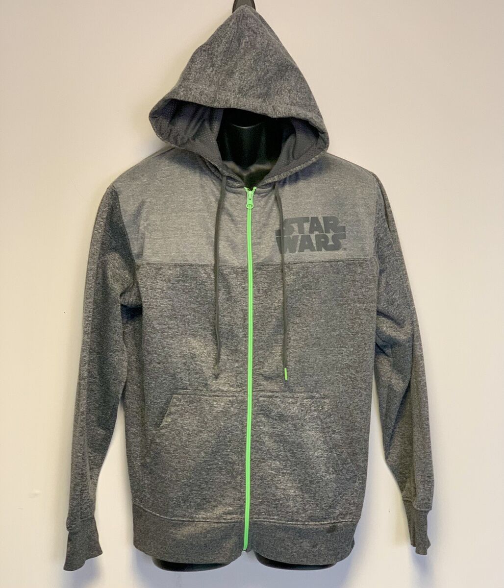 Star Wars Mens Full Zip Fleece Drawstring Hoodie Jacket Gray Star Wars Mens Full Zip Fleece Drawstring Hoodie Jacket Gray