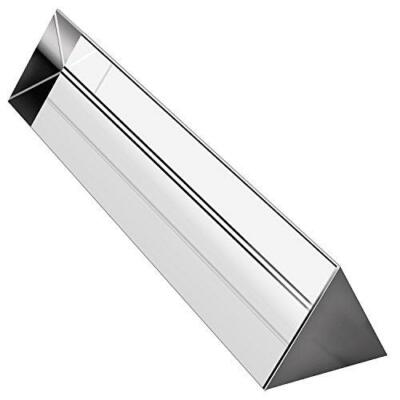 Amlong Crystal 8 inch Optical Glass Triangular Prism for Teaching Light Spectrum