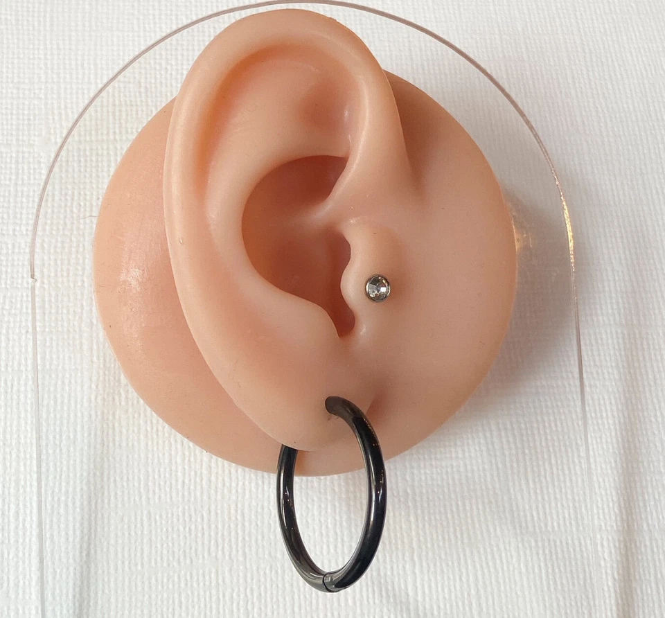 PAIR of 316L Stainless Steel Hinge Action 20g Seamless Hoop Earrings - Image 4 of 4