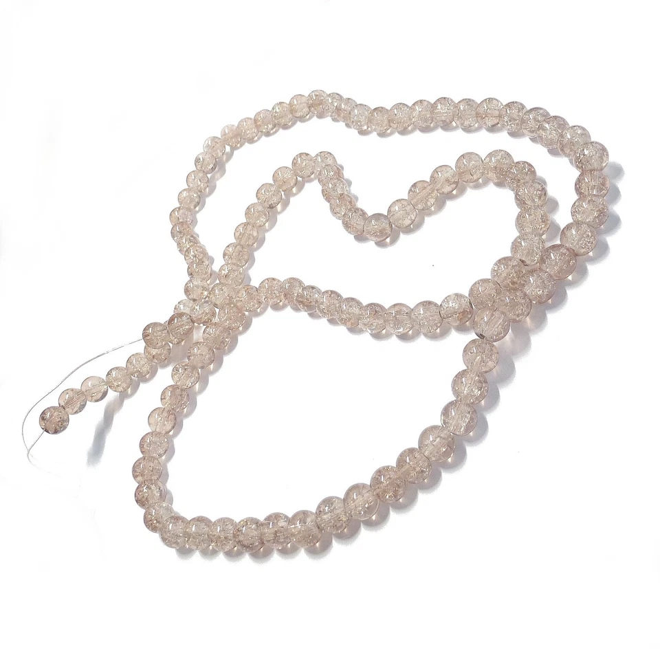 Glasperlen Crackle rund 8 mm ecru sand ca. 105 Perlen Spacer nenad-design - Bild 2 von 4