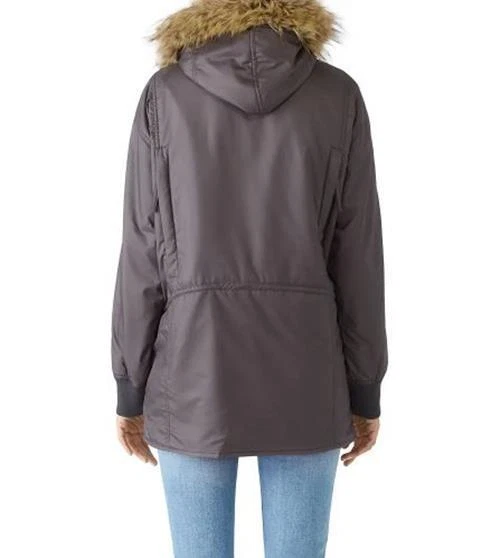 Chaqueta Kaufman Franco Carbón y Naranja Alta Baja Piel Sintética Talla Mediana Foto 3 de 4