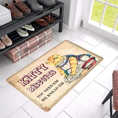Vintage Style "Kitty Biscuits We Knead Em You" Doormat Rug Indoor Outdoor Decor