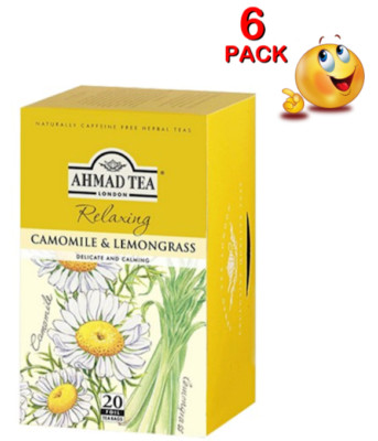 6PACK Box CAMOMILE & LEMONGRASS Herbal Tea AHMAD 120 Tea Bags