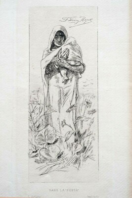 Félicien Joseph ROPS ''DANS LA PUSTA'', 1879 Engraving sur acier