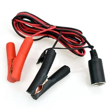 1 Cigarette Lighter Female Plug to Aligator Clips Extension Cord Cable 16AWG 3m 