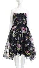 DOLCE GABBANA Brushstrokes Floral Print Corset Midi Cocktail Bouffant Dress 42/M