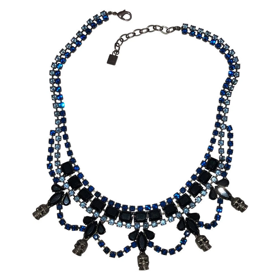 Collar Calavera Dannijo Swaroski Estrás Azul y Negro Foto 3 de 4