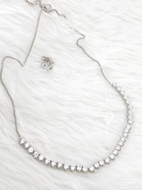 12Ct Round Cut Lab Diamond Tennis Necklace in 14K White Gold Plated 18 Inch