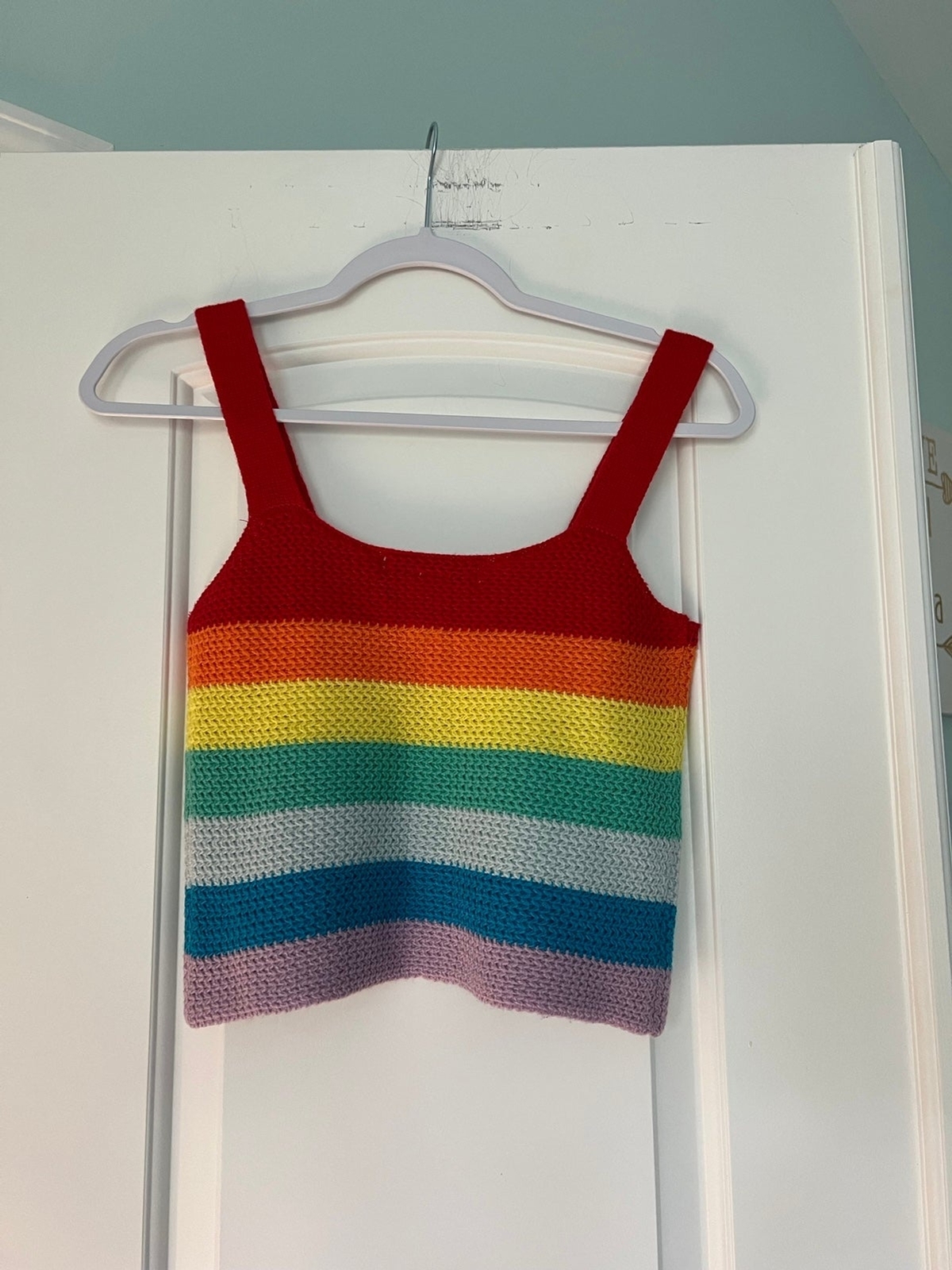 Cotton Emporium Rainbow Crochet Woven Tank Top Medium Gem