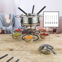Edelstahl Fondueset Edelstahlfondue Komplettset Fondue-Set FüR 6 Personen 22-Tlg