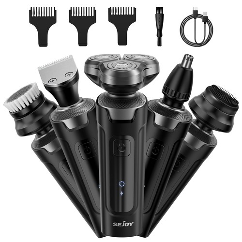 SEJOY 5in 1 Electric Rotary Shaver Beard Nose Hair Trimmer Wet Dry Razor for Men - Picture 3 of 61
