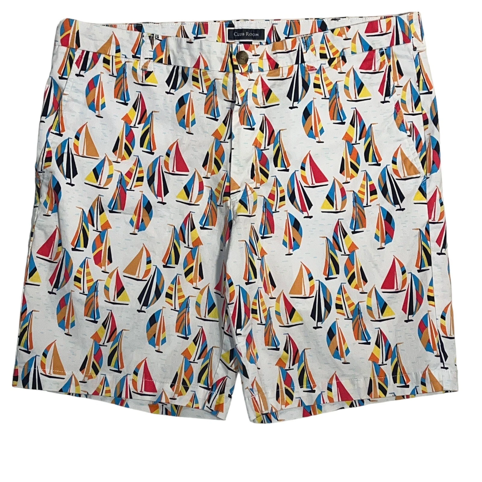Club Room Nautical Sailing Shorts Mens Sz 36W Multi Color Sail Boats.