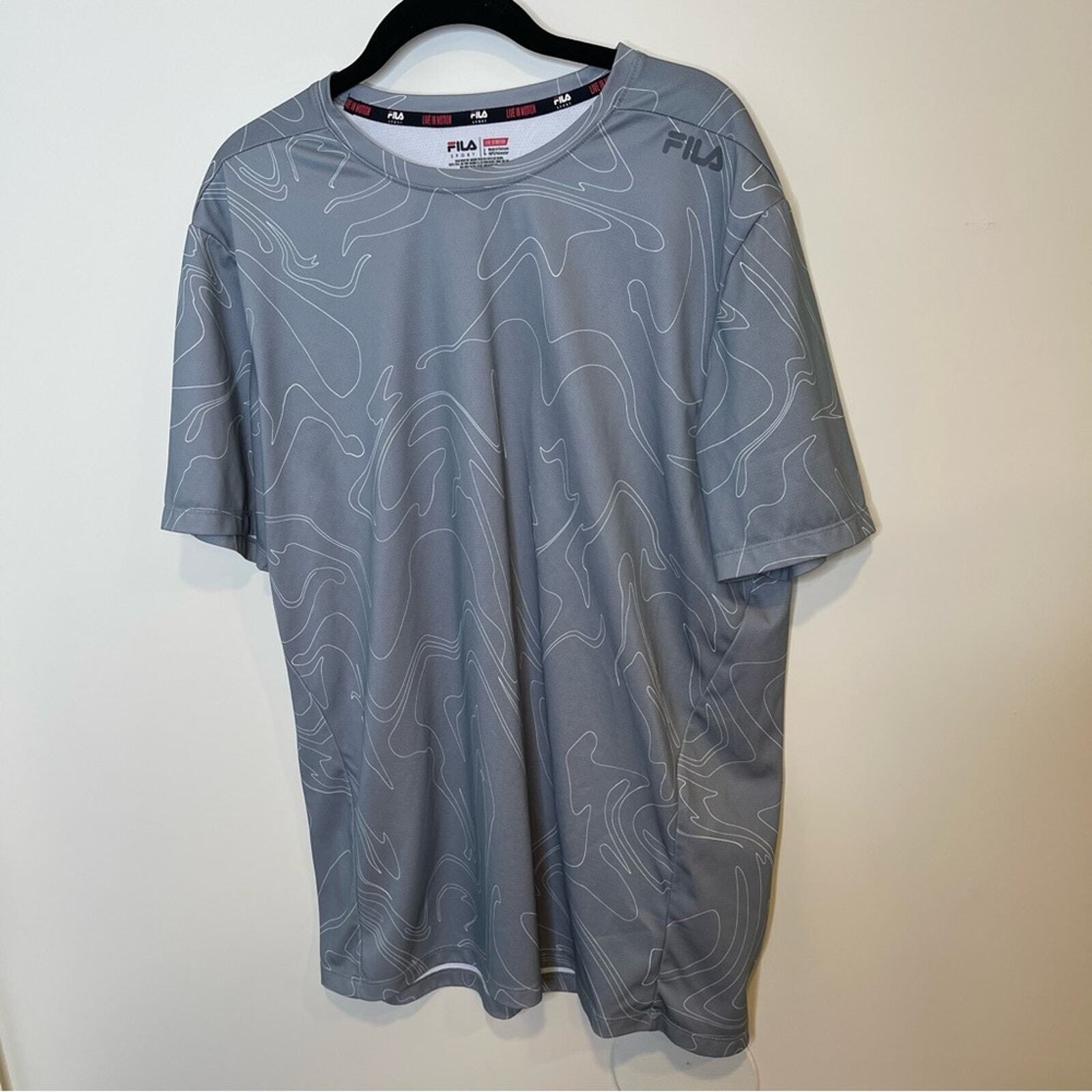 T shirt Fila grigio argento logo grafico allover manica corta uomo grande