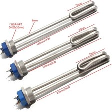 220V-240V 1" BSP NPT Water Immersion Heater Screw-In 304 Stainless Steel Element