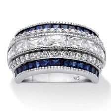 6.48 Cttw. Cubic Zirconia and Simulated Sapphire Platinum-plated Silver Ring