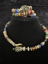 Vintage Sweet Romance Beaded Snake Necklace And Bracelet