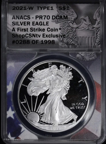 2021 W Proof $1 American Silver Eagle ANACS PF 70 DCAM