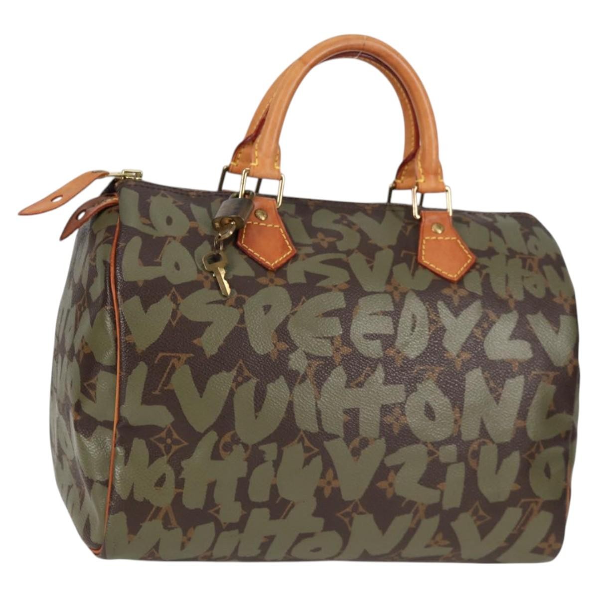 LOUIS VUITTON Monogram Graffiti Speedy 30 Bag Green Khaki M92194