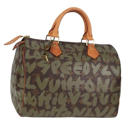 LOUIS VUITTON Monogram Graffiti Speedy 30 Bag Green Khaki M92194
