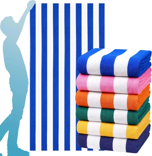 Genovega 6 Packs Oversized 72x40 Inch Stripe Beach Towel Thin Terry Set XL Big E - product listing photo